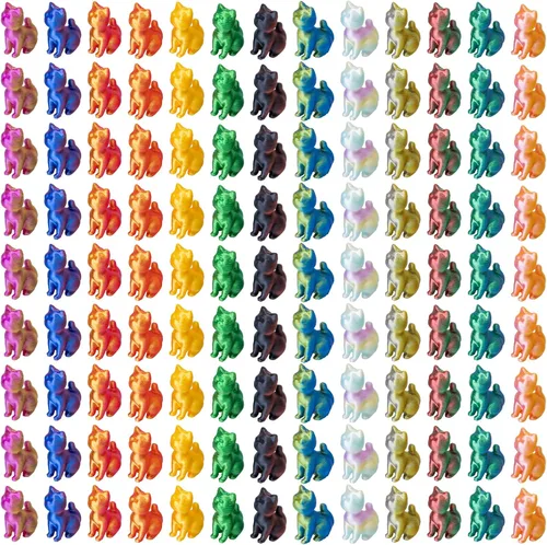 Miniatura 2 de 100 piezas de mini animales impresos en 3D figuras de plástico de animales pequeños en miniatura, figuras de gato pequeño a granel para micro hadas