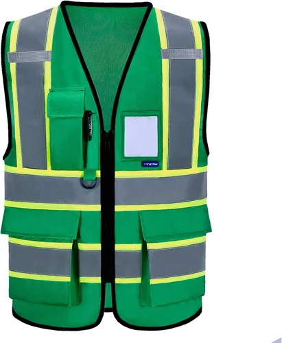 Miniatura 18 de AYKRM 11 color alta visibilidad reflectante chaleco de seguridad para mujeres hombres bolsillo cremallera ANSI/ISEA estándar Rojo