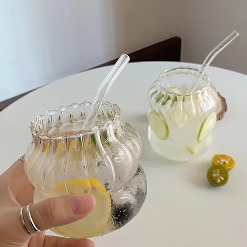 Miniatura 4 de Charque 2 vasos acanalados para beber vasos vintage para whisky, cóctel, jugo, cerveza, vino, té, licuado de soda, tazas de café helado