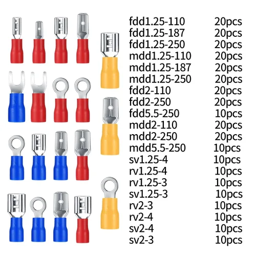 Miniatura 2 de 300 conectores eléctricos, conectores eléctricos de cable de alambre aislado, anillo de horquilla, desconexión rápida, terminales de crimpado
