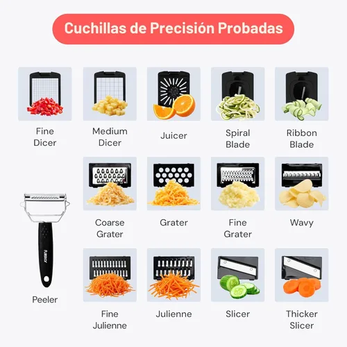 Miniatura 4 de Fullstar The Original Pro Chopper - Picador de verduras y espiralizador, picador de alimentos con recipiente, rebanador de frutas, utensilios