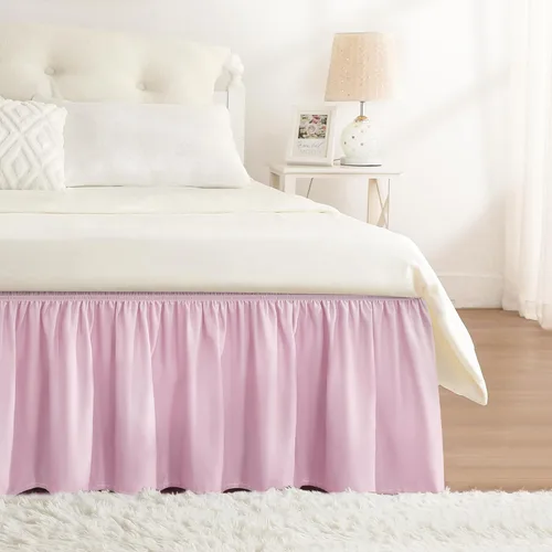 Miniatura 77 de Falda de cama RIMELA envoltura volante elástica que protege contra el polvo con color sólido, resistente a las arrugas y a la decoloración con Blanco
