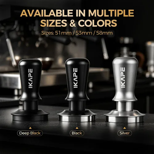 Miniatura 8 de IKAPE Manipulador de espresso de 39.25 mm, manipulador de café barista premium negro con resorte calibrado, manipulador de acero inoxidable 100%