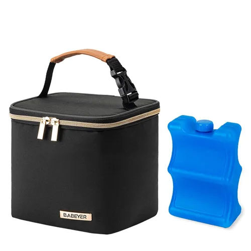Miniatura 18 de Bolsa enfriadora de leche materna con paquete de hielo, se ajusta a 4 biberones de hasta 5 onzas, bolsa enfriadora de biberones ideal para madres