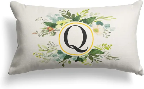 Miniatura 55 de Snycler Fundas de almohada con monograma de letra L, floral, 18 x 18 pulgadas, almohadas de primavera verdes, fundas decorativas de verano, Estilo L