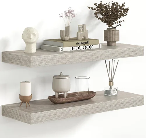 Miniatura 15 de Fun Memories Estantes flotantes – Estante de pared de 9.3 pulgadas de profundidad para decoración y almacenamiento – Estantería de exhibición