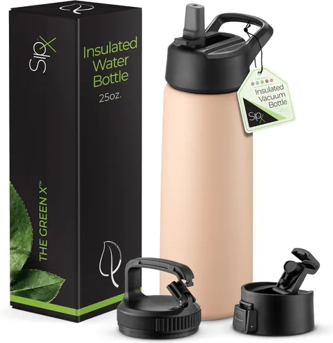 Miniatura 20 de SIPX™ Botella de Agua Aislada de 18 oz con 3 Tapas – Acero Inoxidable a Prueba de Fugas, Triple Aislamiento – Frío 24 Horas/Caliente 12 Horas