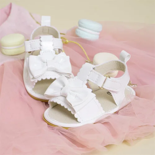 Miniatura 28 de Meckior Sandalias de verano con punta abierta y suave de piel sintética para bebés y niñas pequeñas