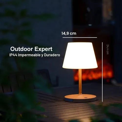 Miniatura 2 de Lámpara de mesa para exteriores, inalámbrica recargable por USB, 4000 mAh, LED de 2700 K, regulable al tacto, portátil, funciona con pilas, IP44