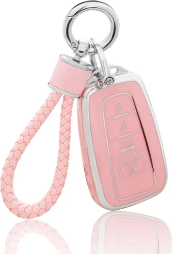 Miniatura 20 de YO&YOYE Funda para llavero Ford con llavero, funda de TPU suave rosa para F150 Explorer Mustang Edge Lincoln MKZ MKX MKC
