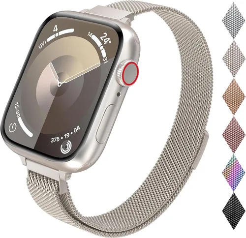 Miniatura 13 de Correa de repuesto CTYBB para Apple Watch Series SE 7, 6, 5, 4, 3, 2, 1, medidas 1.49, 1.57, 1.61, 1.65, 1.73 y 1.77 pulgadas, acero inoxidable