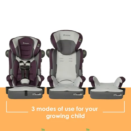 Miniatura 4 de Baby Trend Hybrid SI - Asiento elevador combinado 3 en 1 con protección contra impactos laterales, Dash Plum