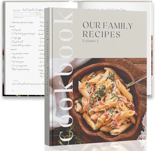 Libro de Recetas para Escribir Tus Propias Recetas - Gran Diario de Cocina en Blanco Personalizado para la Familia, Contiene 200 Plantillas de