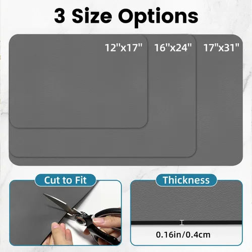 Miniatura 3 de PoYang Tapete de café extragrande de 31.5 x 17 pulgadas, accesorios de barra de café para encimera, tapete absorbente para secado de platos, Gris
