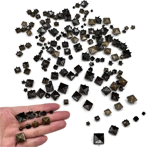 Miniatura 11 de Honigo - Tachuelas metálicas de latón sólido, 150 unidades, forma redonda y cúpula, 4/6/8/10/12mm, 4 puntas, para manualidades en cuero, ropa