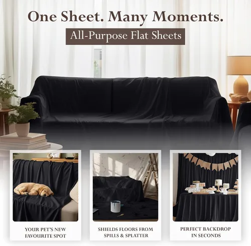 Miniatura 5 de Utopia Bedding Sábana Plana - 1 Paquete (Individual, Negro) - Tela de Microfibra Cepillada Suave - Sábana Superior Resistente al Encogimiento
