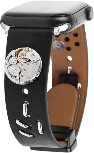 Steampunk - Correa de cuero vintage compatible con Apple Watch de 1.772 in 1.732 in 1.654 in 1.614 in 1.575 in 1.496 in 1.929 in, iWatch Series