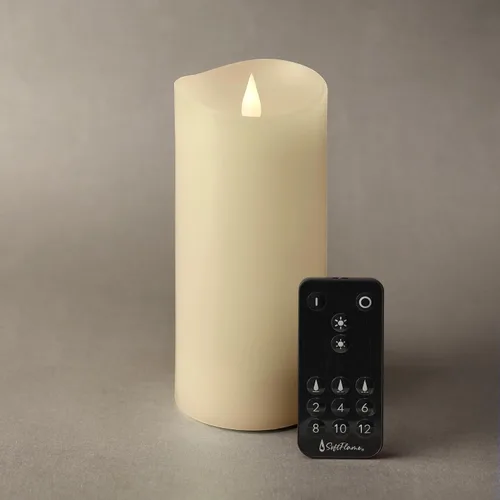 Velas LED sin llama con control remoto, 3 x 7 pulgadas, llama móvil parpadeante 3D, velas que funcionan con pilas en carcasa de cera real para uso