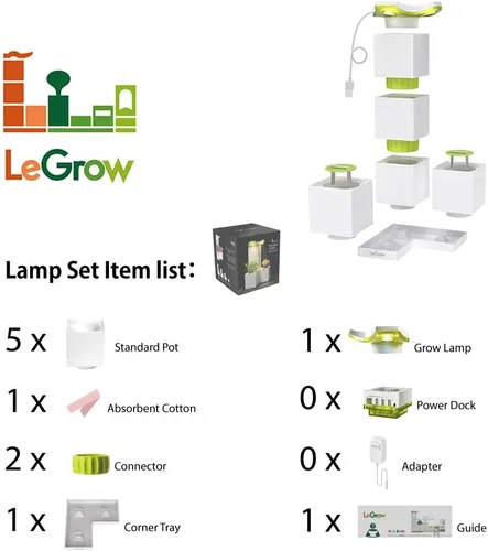 Miniatura 7 de LeGrow Maceta de interior con luz LED de crecimiento, temporizador automático de 12 horas, 7 días sin riego, 2 macetas de riego automático