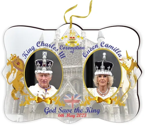 Miniatura 7 de Sam Sandor - en conmemoración de la coronación del rey Carlos III - Adorno plano redondo masonita, recuerdo de coronación del rey británico Carlos 2
