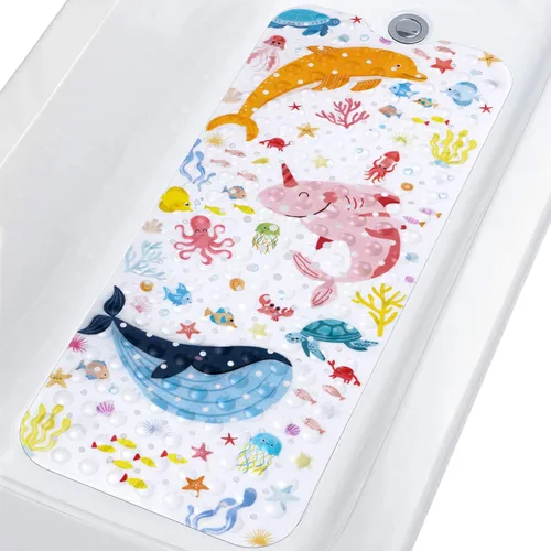 Miniatura 14 de Topotdor Alfombra de Baño para Bebé para Bañera para Niños, 40 X 16 Pulgadas Extra Larga Alfombra de Bañera para Niños Pequeños Antideslizante