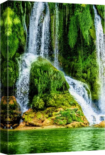 Miniatura 10 de wall26 Lienzo impreso para pared, cascada de montaña islandesa al anochecer, naturaleza, desierto, fotografía, realismo, paisaje decorativo