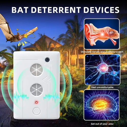 Miniatura 2 de Repelente ultrasónico de murciélagos para ático, dispositivos de disuasión electrónicos con sistema de repelente de frecuencia ajustable