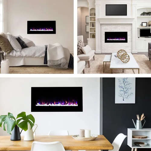 Miniatura 6 de Northwest Chimenea eléctrica – Calentador de chimenea de 36 pulgadas montado en la pared con control remoto llamas LED ajustables, temporizador