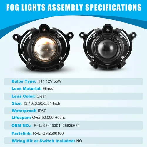 Miniatura 6 de CPW Luces antiniebla compatibles con Cadillac CTS 2008-2014 Premium 2008-2012 Chevy Malibu 2007-2009 Saturn Aura 2013-2016 Buick Encore Proyector
