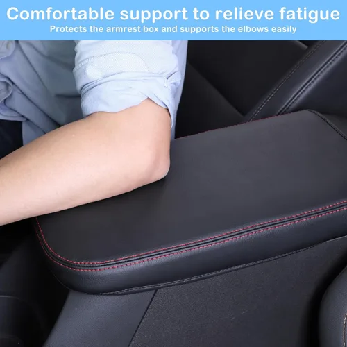 Miniatura 6 de QianBao Compatible con Chevrolet Equinox 2018-2023 /GMC Terrain 2017-2023, caja de reposabrazos de cuero, funda de consola central, línea roja