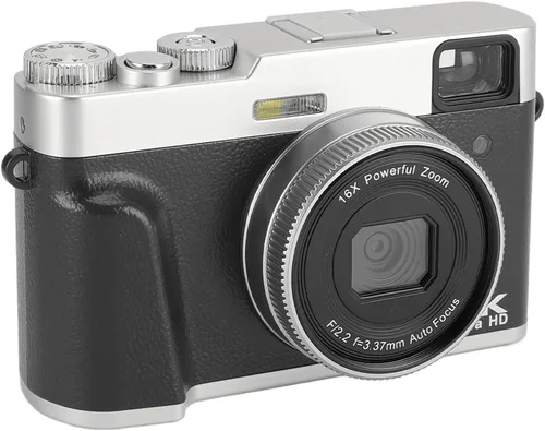 Cámara digital 4K, cámara compacta de vlogging con zoom digital de 48 MP 16X con pantalla de 2.8 pulgadas, antivibración, enfoque automático, cámara