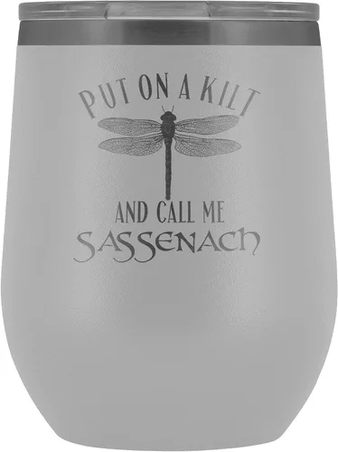 Miniatura 8 de Outlander Vaso de vino Put On A Kilt and Call Me Sassenach de 12 onzas de acero inoxidable grabado, taza para bebidas frías y calientes, color negro