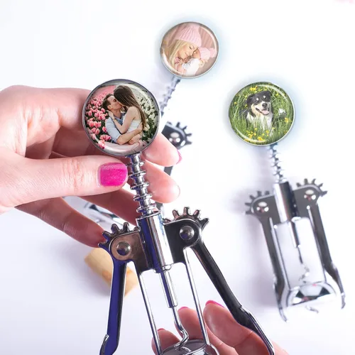 Miniatura 4 de ubjva Abrebotellas de vino con foto personalizada, sacacorchos de aleación de zinc con alas, plateado, 7 x 2.5 pulgadas, perfecto para restaurantes