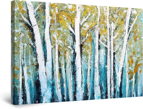 Miniatura 72 de Startonight Lienzo decorativo abstracto para pared, pintura del árbol de la vida amarillo, impresión grande estirada, moderna para dormitorio o sala