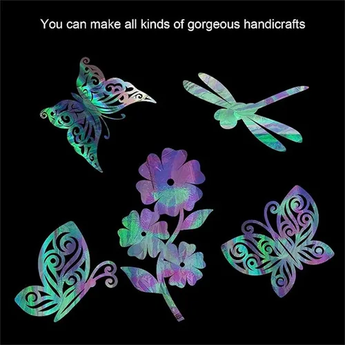 Miniatura 15 de Outus Película de celofán iridiscente de celofán arcoíris, decoración de manualidades para cestas de regalo, suministros de mariposas de hadas, Rojo