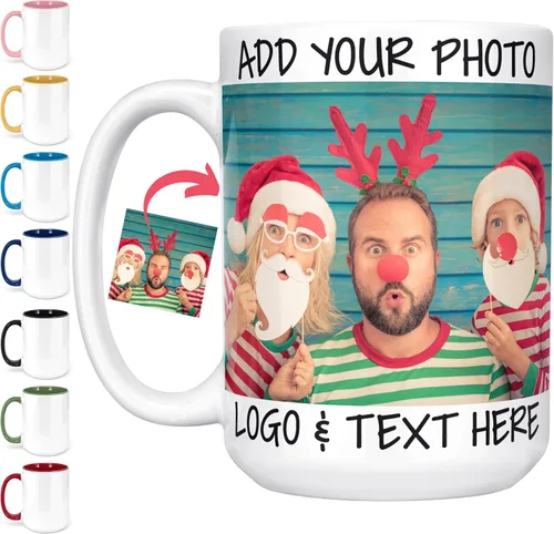 Taza de café personalizada para el día de San Valentín, 8 colores, carga cualquier imagen, logotipo, texto | Taza de café personalizada, regalos de