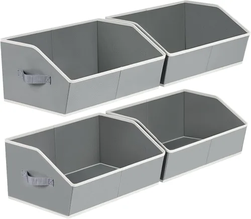 Miniatura 31 de Homsorout Organizador trapezoidal para armario, cestas grandes para organizar, caja de almacenamiento de tela para estantes, cubos de almacenamiento