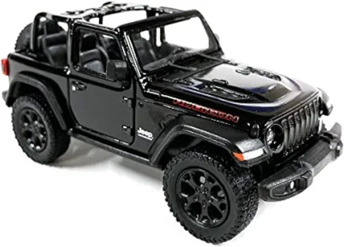 KiNSMART - Coche de juguete réplica de modelo fundido a presión escala 1:34, Jeep Wrangler Rubicon todoterreno 4x4 de 12,7 cm (5 pulgadas) (negro