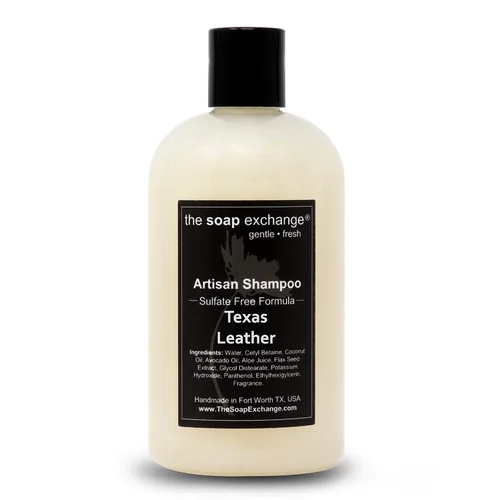Miniatura 2 de The Soap Exchange Champú para el cabello, aroma a cuero de Texas, hecho a mano, 12 fl oz / 12.0 fl oz, cuidado natural del cabello artesanal, suave