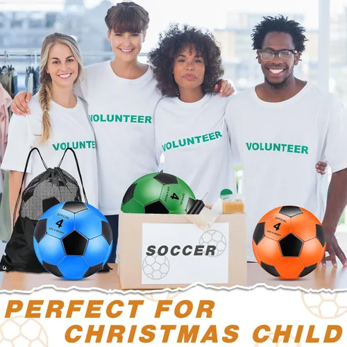 Miniatura 4 de 12 pelotas de fútbol desinfladas de Navidad, tamaño 5/4 a granel con bolsa de cordón para fútbol oficial, deporte, cristiano, donación, regalo