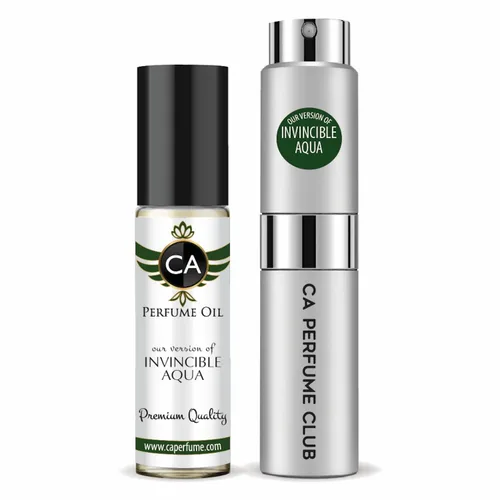 CA Perfume Duo Impression of Invincible Aqua - Juego de capas de perfume para hombre, colonia de larga duración, tamaño de viaje, EDP + botella