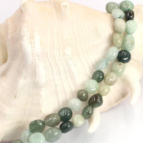Miniatura 3 de Joyería artesanal natural de 0.236 x 0.315 in, forma libre, pepita, Birmania, una jadeíta, jade, piedras preciosas espaciadoras, cuentas sueltas