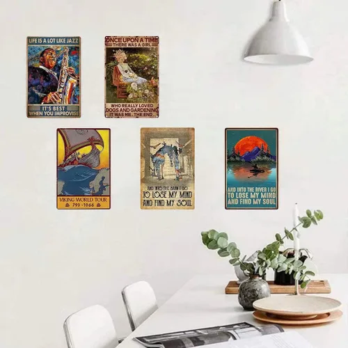 Miniatura 4 de Letrero de metal con texto en inglés "Riding Horse, Into The Barn Lose My Mind and Find My Soul", letrero de lata retro para decoración de pared al