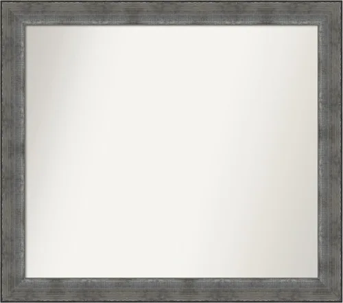 Miniatura 443 de Amanti Art Espejo de baño plateado para sobre el fregadero, 24 x 24 pulgadas, espejo cuadrado de peltre forjado a medida, marco de madera casual