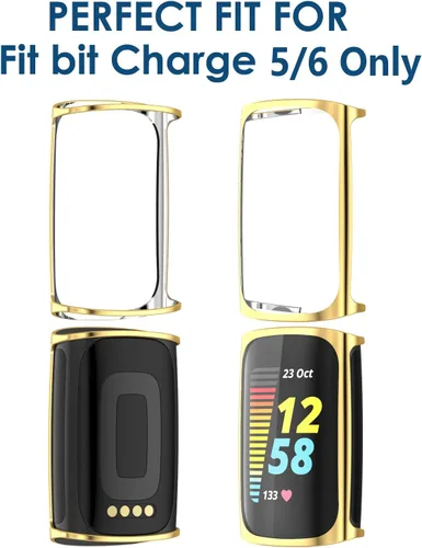Miniatura 3 de Simpeak Paquete de 5 fundas protectoras de pantalla suaves compatibles con reloj inteligente Fitbit Charge 6 Charge 5, protección completa, rosa