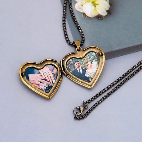 Miniatura 4 de Fanery sue Heart Locket Necklace That Holds Pictures Customized Photo Necklaces Personalized Lockets with Picture inside