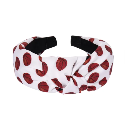 Miniatura 10 de ZITULRY Diademas anudadas para mujer, baloncesto, fútbol, béisbol, estampadas, banda ancha con nudo superior, diadema deportiva, fiesta