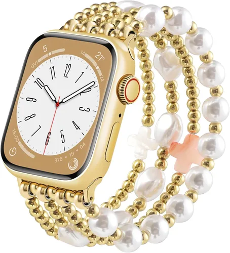 AIRSPO Pulseras de cuentas compatibles con Apple Watch Band de 38, 40, 41, 42, 44 y 45 mm, hechas a mano, para series SE 8, 7, 6, 5, 4, 3, 2, 1