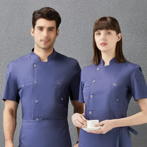 Miniatura 3 de Verano Manga Corta Unisex Chef Abrigo Cocina Chef Uniforme Transpirable Ropa de Trabajo Ropa de Cocinar Chaqueta de Chef