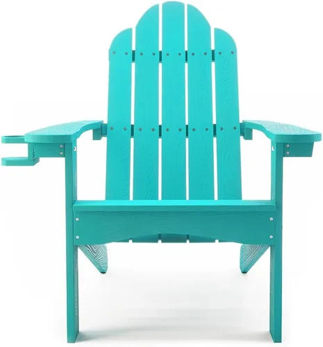Miniatura 7 de LUE BONA HDPS Sillas Adirondack de 2, Silla para Hoguera al Aire Libre, Resistente a la Intemperie con Portavasos, Silla Moderna de Plástico